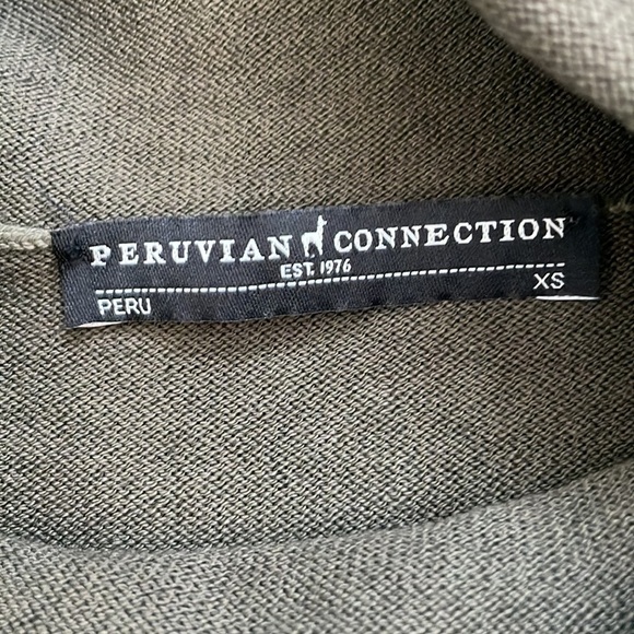 Peruvian Connection | Cotton Turtleneck with Kangaroo Pocket Size XS Olive Green - Picture 6 of 10